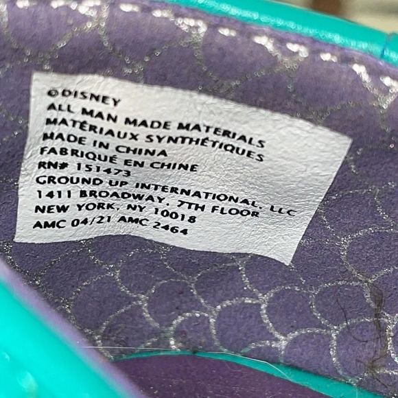 THE LITTLE MERMAID DISNEY PRINCESS ARIEL SEASHELL QUILTED FLATS size 5/6 - Picture 6 of 9